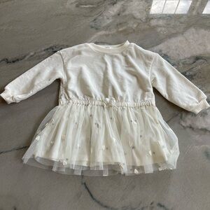 Cream Long Sleeve Sweater Dress